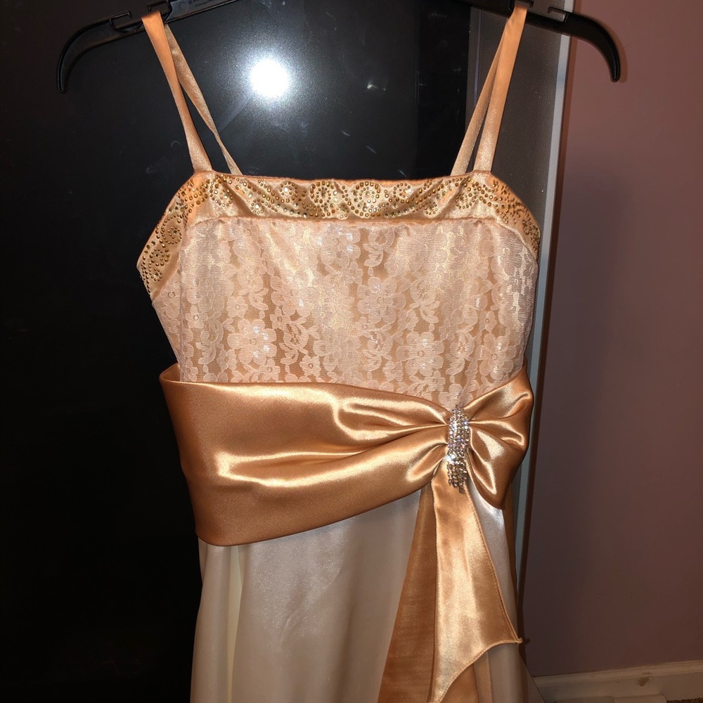 gold & white formal dress